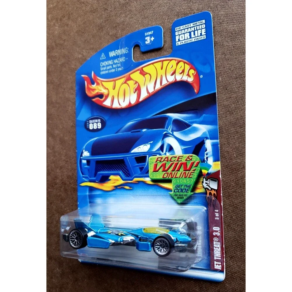 Hot Wheels JET THREAT 3.0 Gray 2001 First Editions #34 & Spectraflam II Blue #89